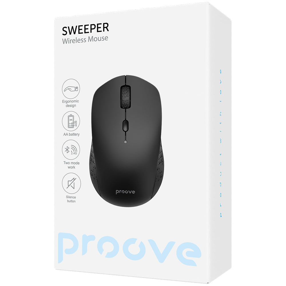 Mouse Wireless Proove Sweeper, 800DPI - 1600DPI, BT / Wi-Fi, Schwarz WMSW00011001