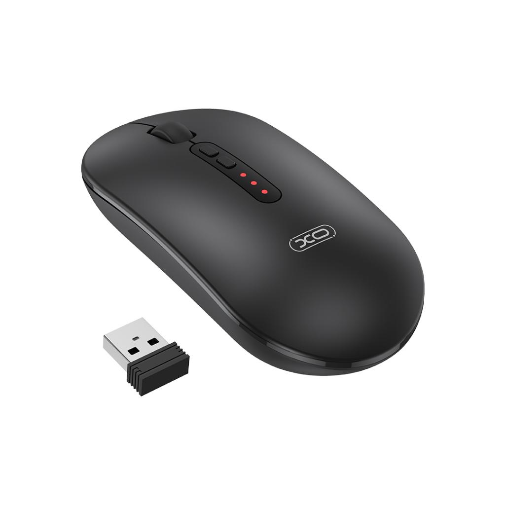 Kabellose Maus XO Design M13 Silent Tri-Modus, 1600DPI, BT / Wi-Fi, Schwarz