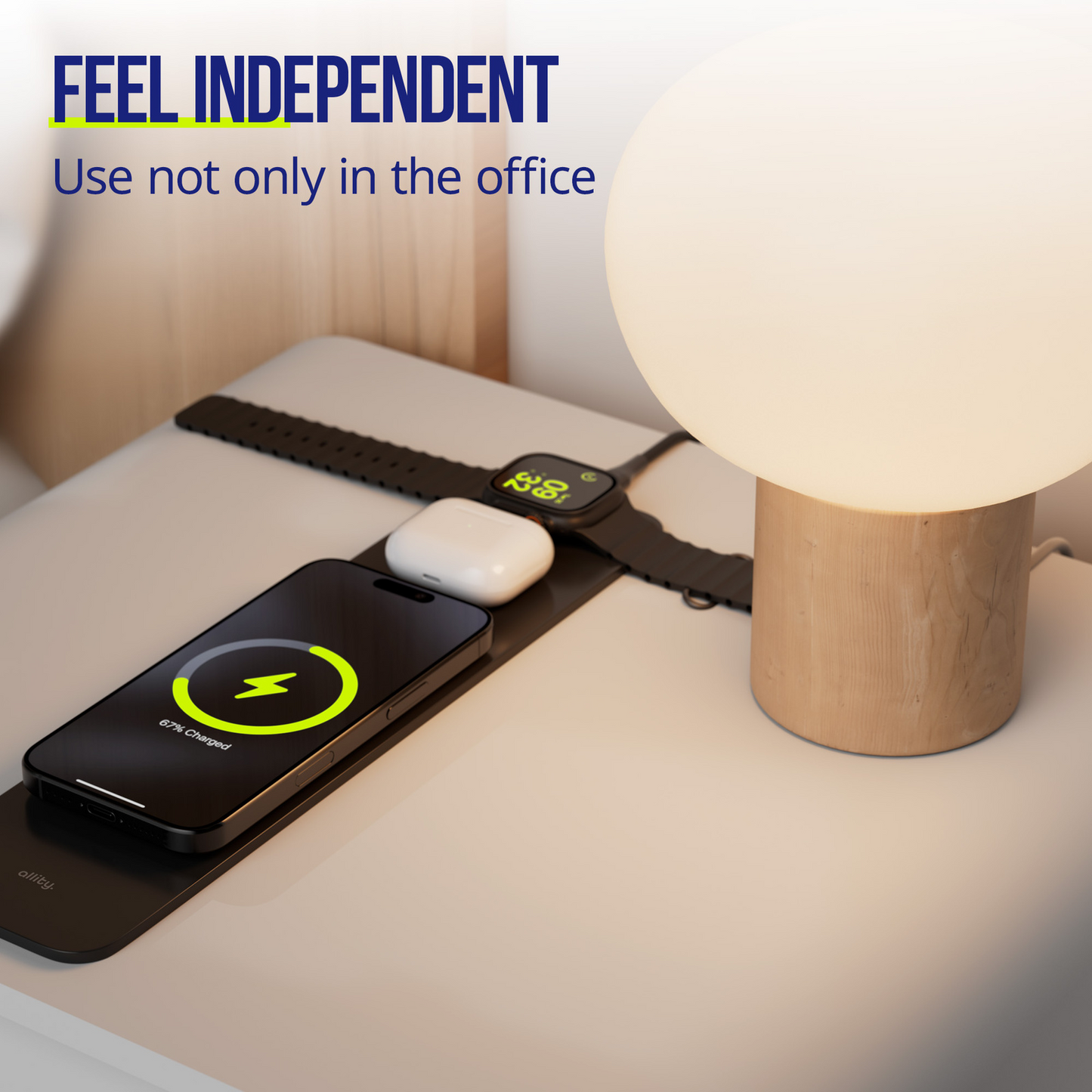 Allity MousePad. ALP-100 4in1 with Wireless Charging for Phone / Watch / Earphones, Black