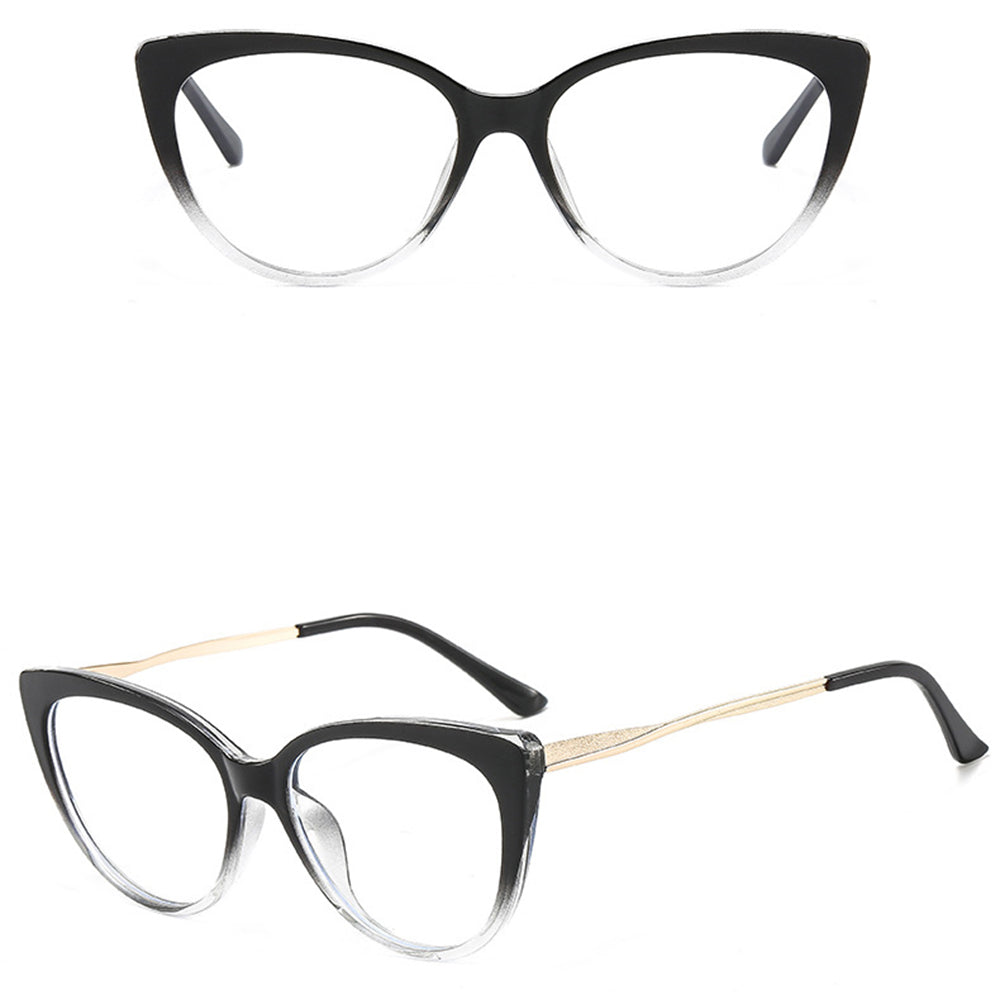 Techsuit F5018-C7 Women's Computer Glasses, Anti-Blue Light, Black Transparent