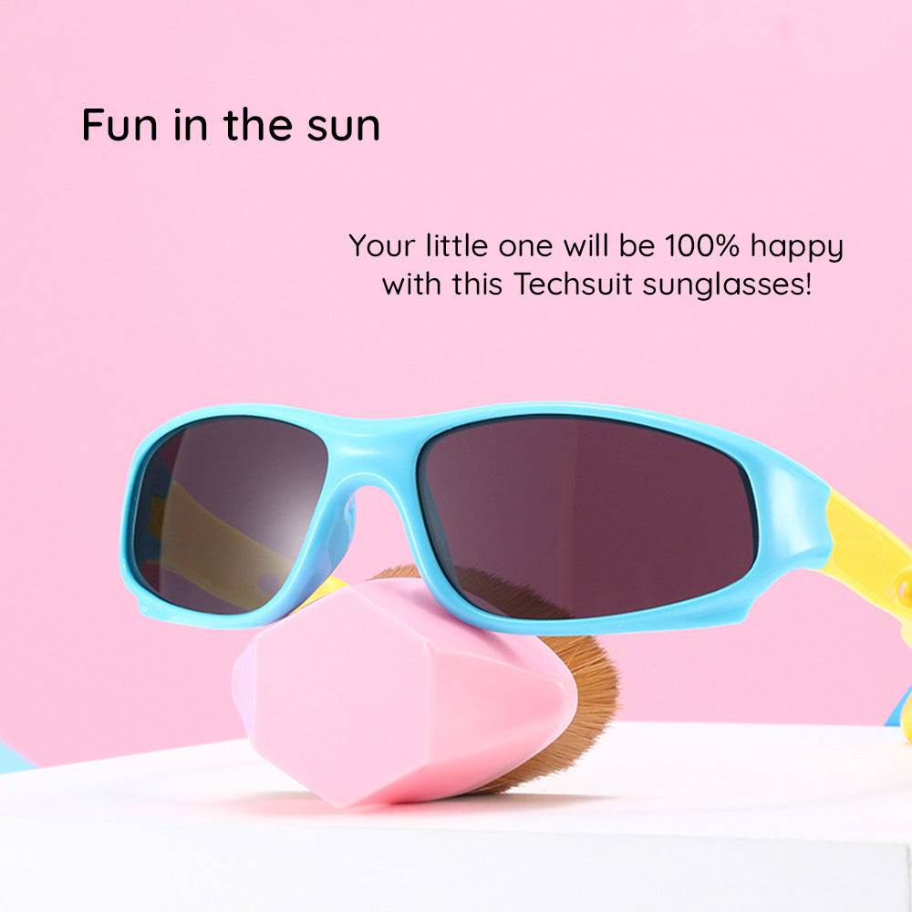 Sport-Sonnenbrille für Kinder Techsuit 816-C2, polarisiert, gelb-rosa
