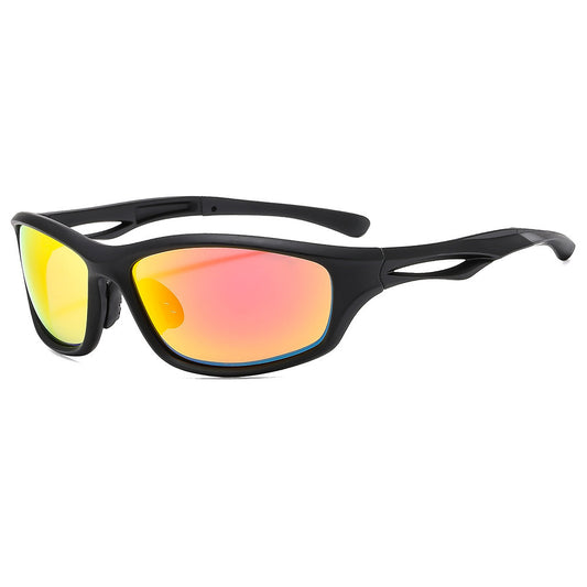 Unisex Fahrradbrille Techsuit 9309, polarisiert, schwarz-rot