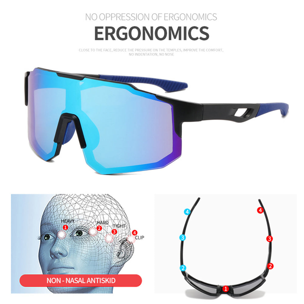 Unisex Fahrradbrille Techsuit 9337, UV-Schutz, Schwarz Silber
