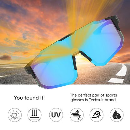 Unisex Fahrradbrille Techsuit 9337, UV-Schutz, Schwarz Silber