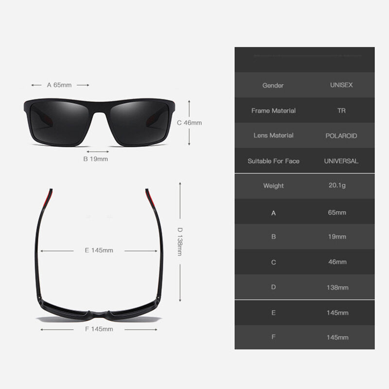 Herren-Sonnenbrille Techsuit TR90 (MM101), polarisiert, UV-Schutz, matt schwarz grau