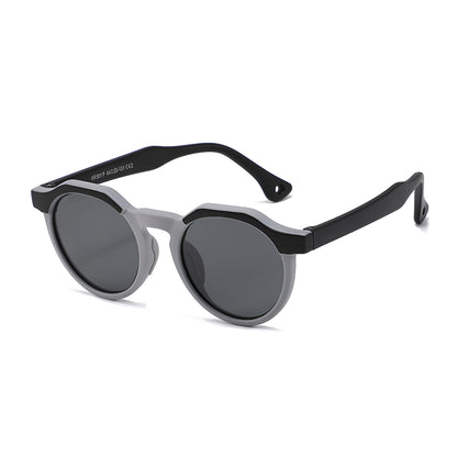 Techsuit 601 Kinder Sonnenbrille, polarisiert, UV-Schutz, Schwarz Grau