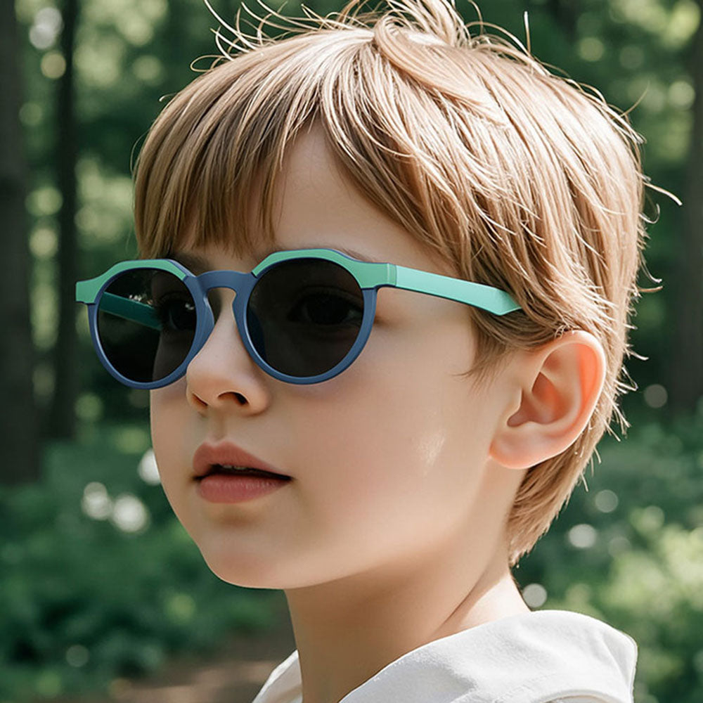Techsuit 601 Kinder Sonnenbrille, polarisiert, UV-Schutz, Schwarz Grau