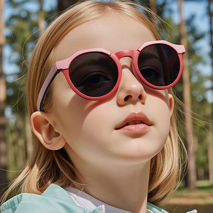 Techsuit 601 Kinder Sonnenbrille, polarisiert, UV-Schutz, Rosa Rot