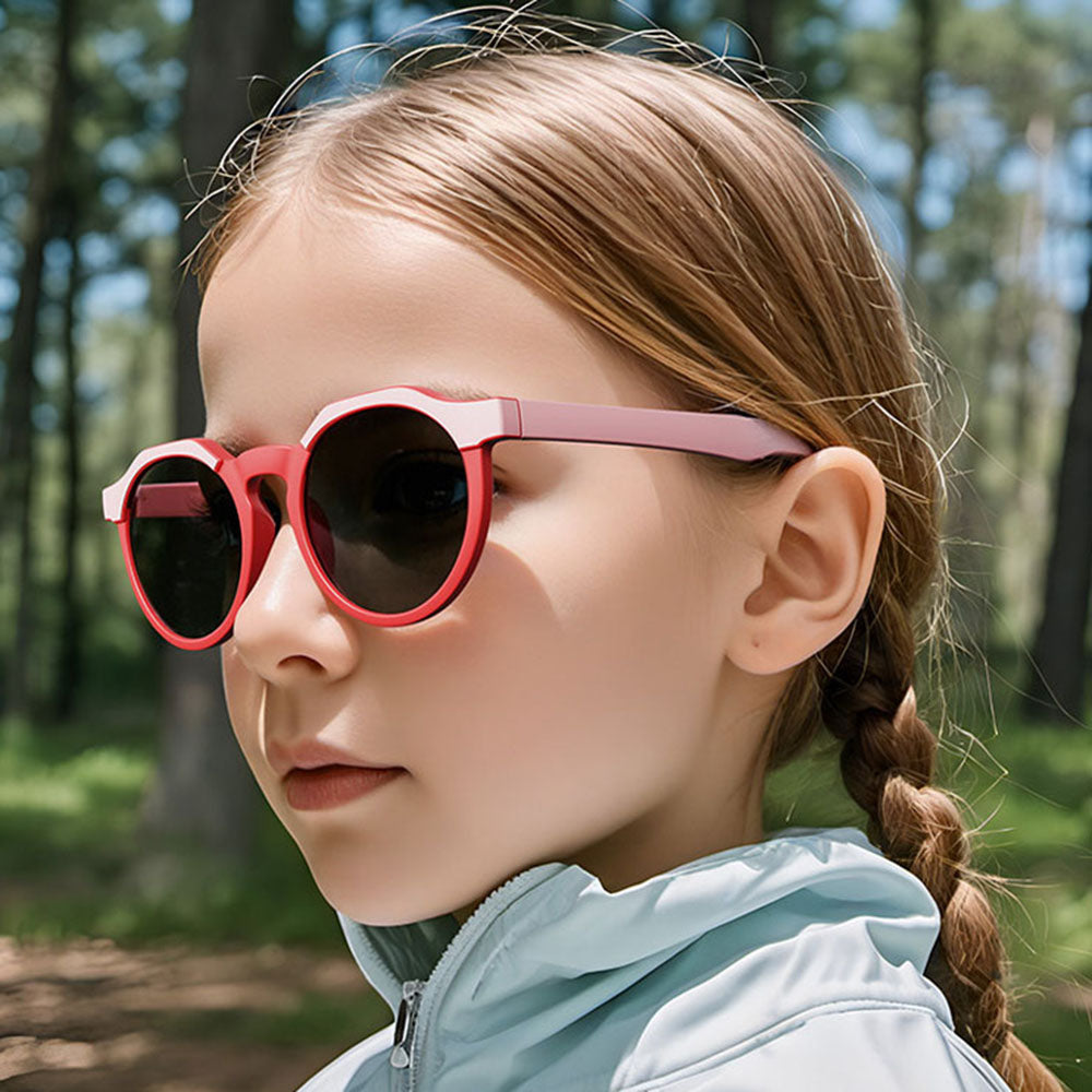 Techsuit 601 Kinder Sonnenbrille, polarisiert, UV-Schutz, Rosa Rot