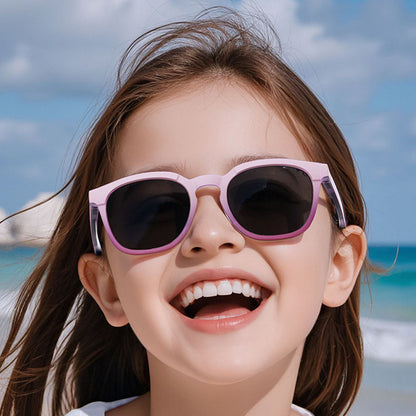 Techsuit 691 Kinder-Sonnenbrille, polarisiert, UV-Schutz, Schwarz Orange Verlauf