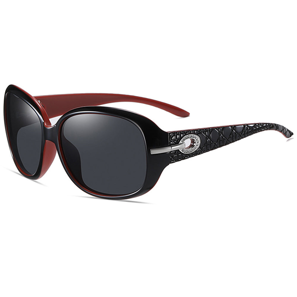 Damen-Sonnenbrille Techsuit 2012, polarisiert, UV-Schutz, Schwarz Rot Grau