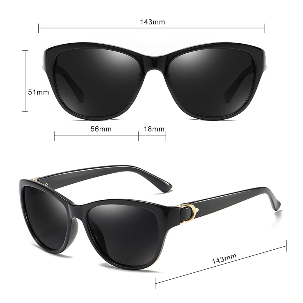 Damen-Sonnenbrille Techsuit A572, polarisiert, UV-Schutz, Schwarz Grau