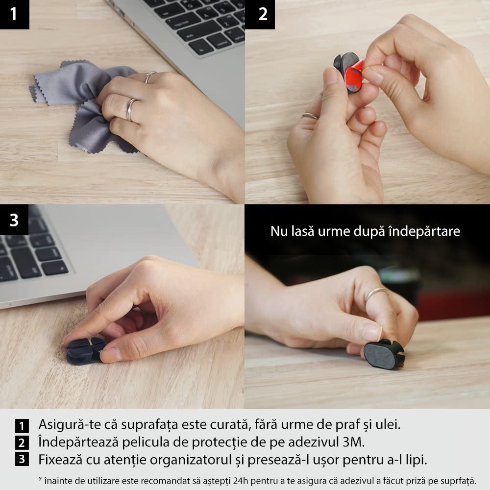 Kabel Organizer Ringke, Set 6 Stück, Schwarz