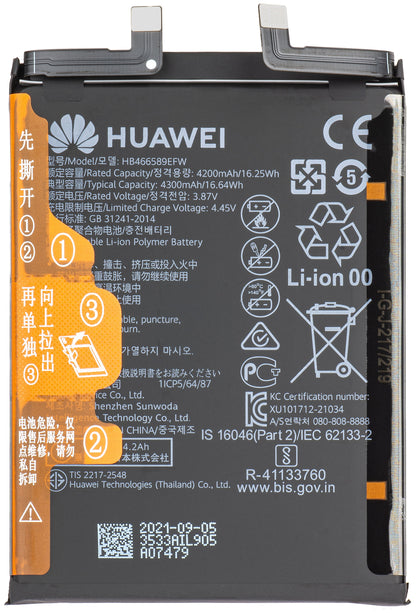 Akku Huawei HB466589EFW + Fingerabdrucksensor Huawei nova 8i Black (Starry Black), Service Pack 02354GMD