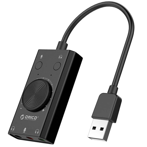 Orico SC2 USB Sound Card, 3 x 3.5mm Jack, Black