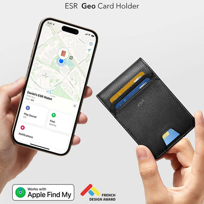 ESR Classic Geo Carbon Geldbörse mit Find My Funktion und RFID-Schutz, Schwarz