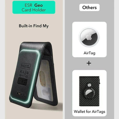 ESR Classic Geo Carbon Geldbörse mit Find My Funktion und RFID-Schutz, Schwarz