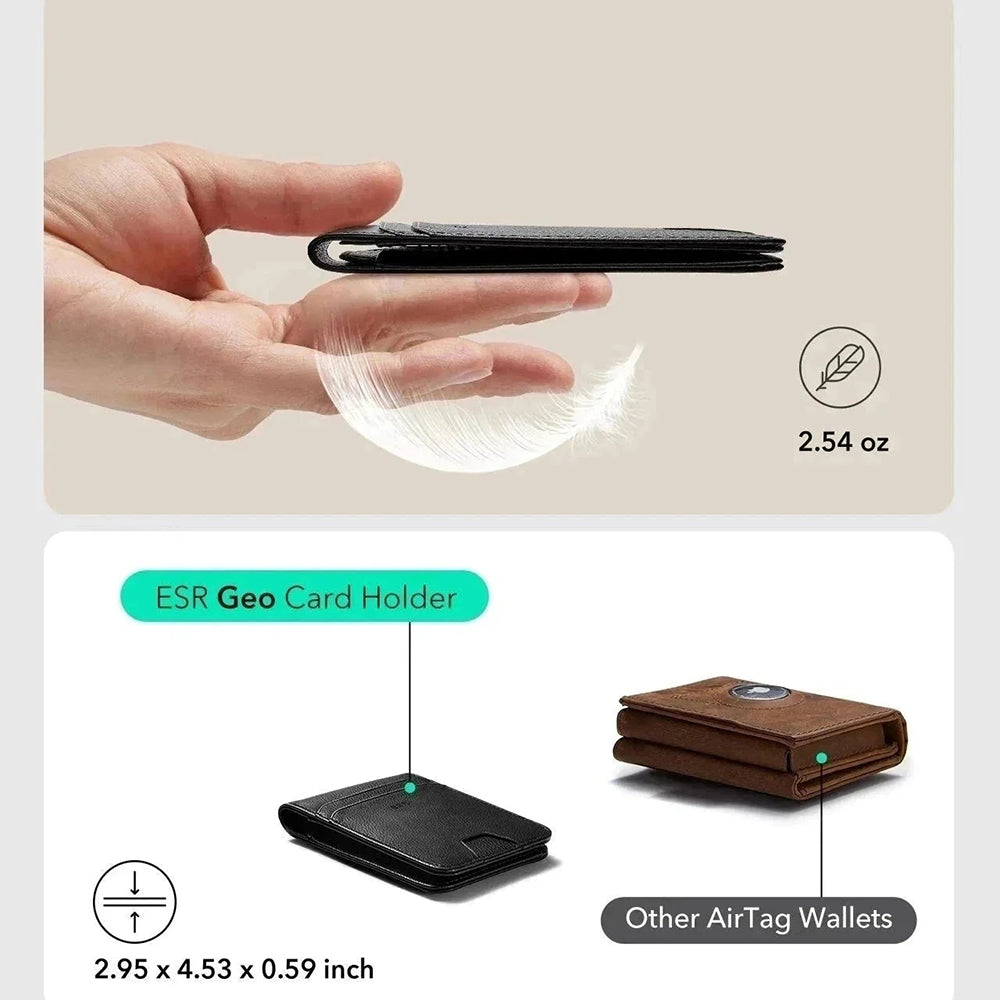 ESR Classic Geo Geldbörse mit Find My Funktion und RFID-Schutz, Schwarz