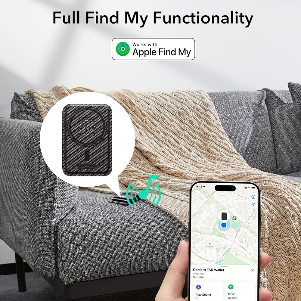 Magsafe Geldbörse, ESR, Classic Geo Carbon, Schwarz