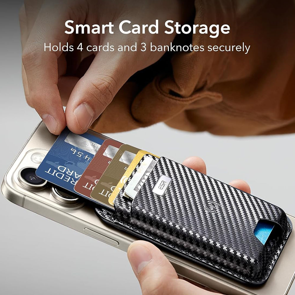 Magsafe Geldbörse, ESR, Classic Geo Carbon, Schwarz