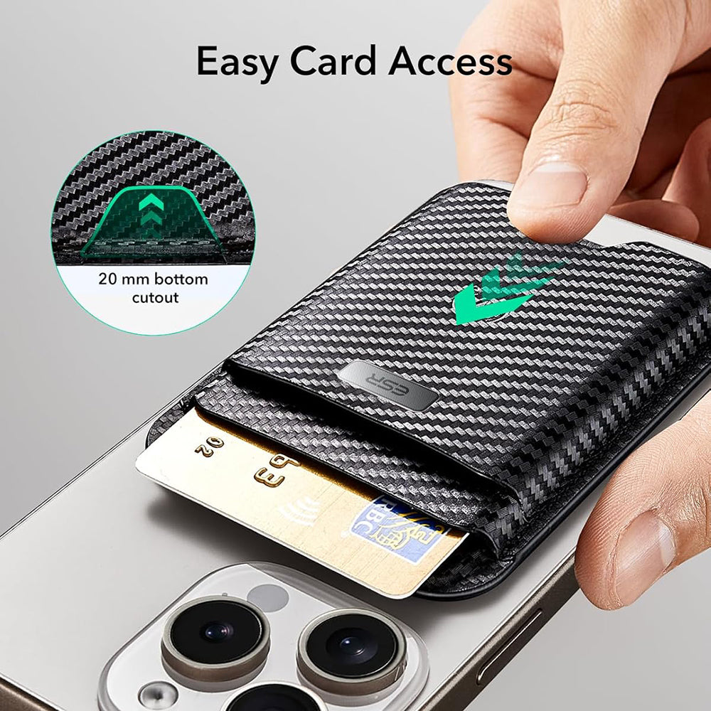 Magsafe Geldbörse, ESR, Classic Geo Carbon, Schwarz