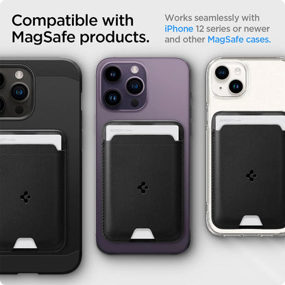 MagSafe Geldbörse, Spigen, Valentinus MagFit 2 Karten, Schwarz AMP02284