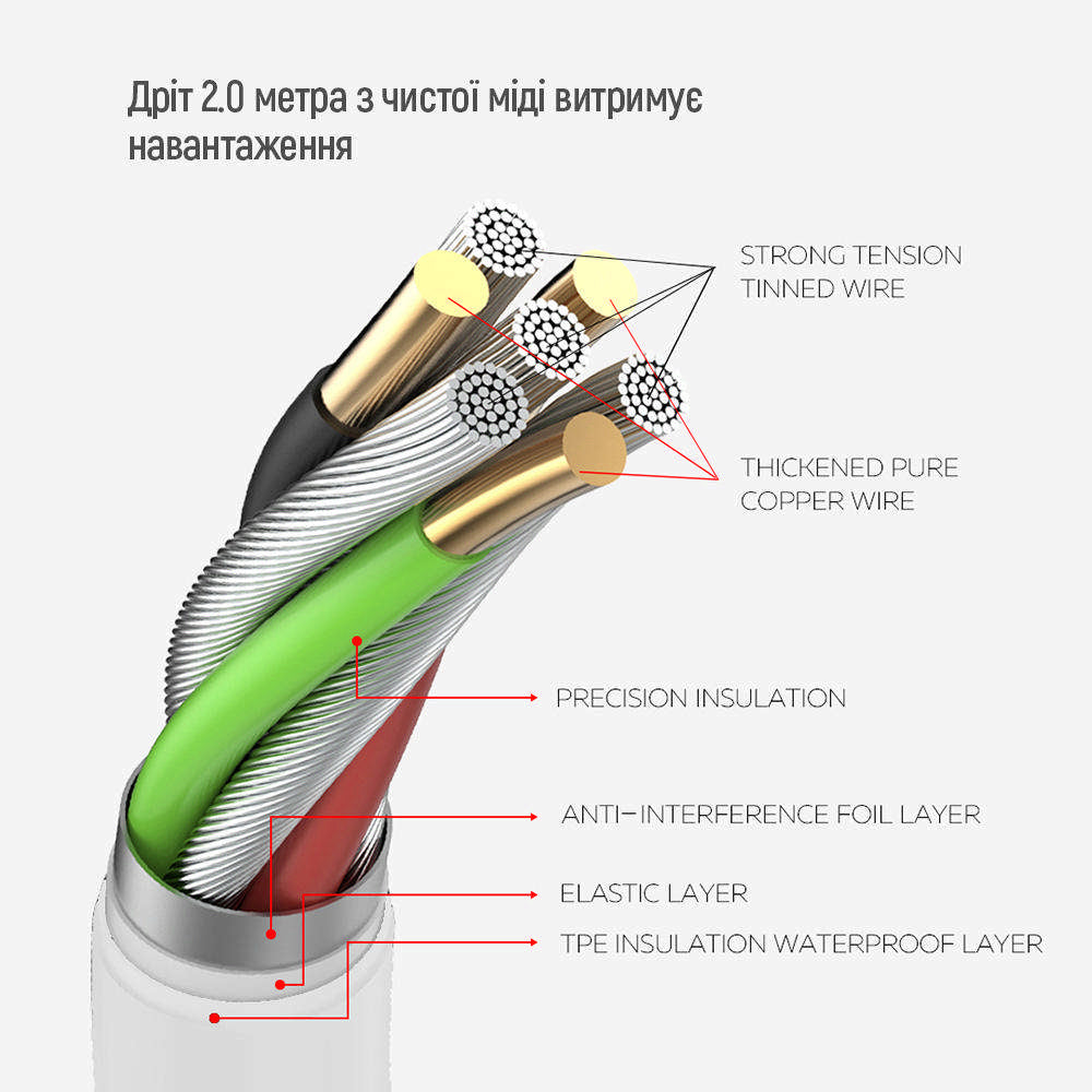 Verlängerungskabel ColorWay, 6 x Schuko, Weiß