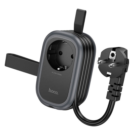 HOCO NS7 Verlängerungskabel, 1 x Schuko – 1 x USB-C – 2 x USB-A, Schwarz