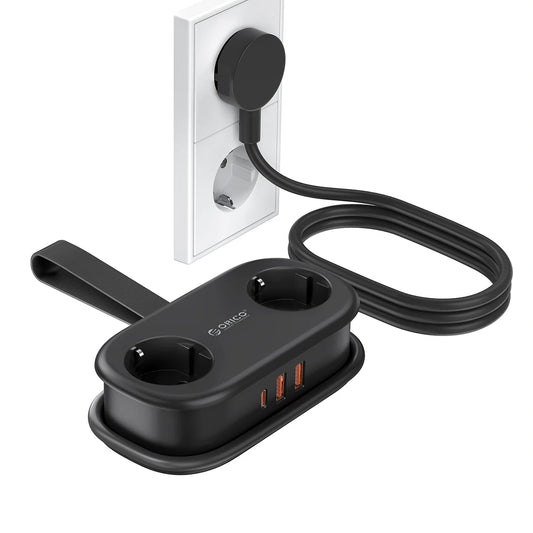Orico Verlängerungskabel APP, 2 x Schuko - 2 x USB-A - 1 x USB-C, Schwarz