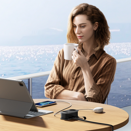 Orico APP Verlängerungskabel, 2 x Schuko - 2 x USB-A - 1 x USB-C, Schwarz Grau