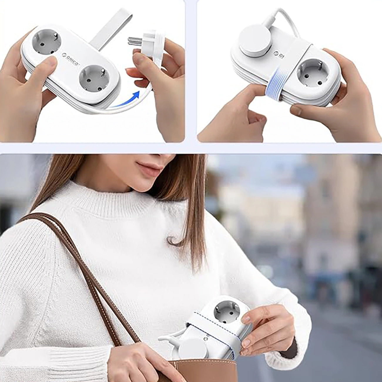 Orico Verlängerungskabel APP, 2 x Schuko - 2 x USB-A - 1 x USB-C, Weiß