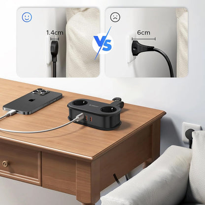 Orico Verlängerungskabel APP, 2 x Schuko - 2 x USB-A - 1 x USB-C, Schwarz