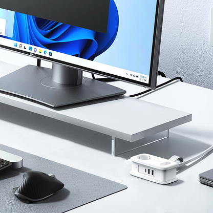 Orico APP Verlängerungskabel, 2 x Schuko - 2 x USB-A - 1 x USB-C, Weiß Grau
