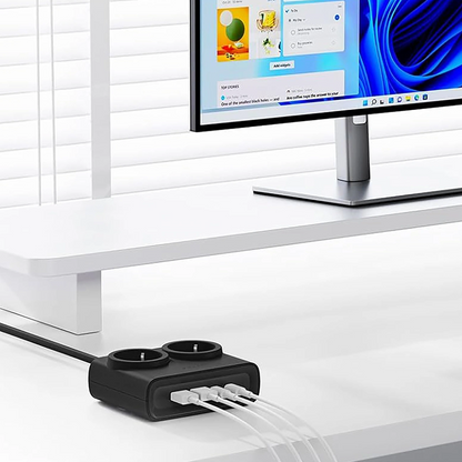 Orico-Verlängerungskabel PDC25, 2 x Schuko - 2 x USB-A - 2 x USB-C, Schwarz