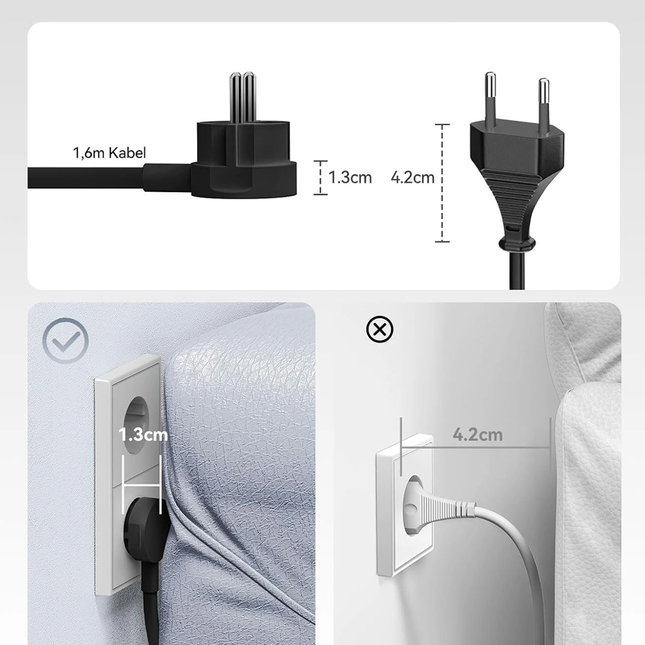 Orico-Verlängerungskabel PDC25, 2 x Schuko - 2 x USB-A - 2 x USB-C, Schwarz