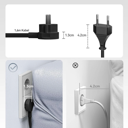 Orico-Verlängerungskabel PDC25, 2 x Schuko - 2 x USB-A - 2 x USB-C, Schwarz