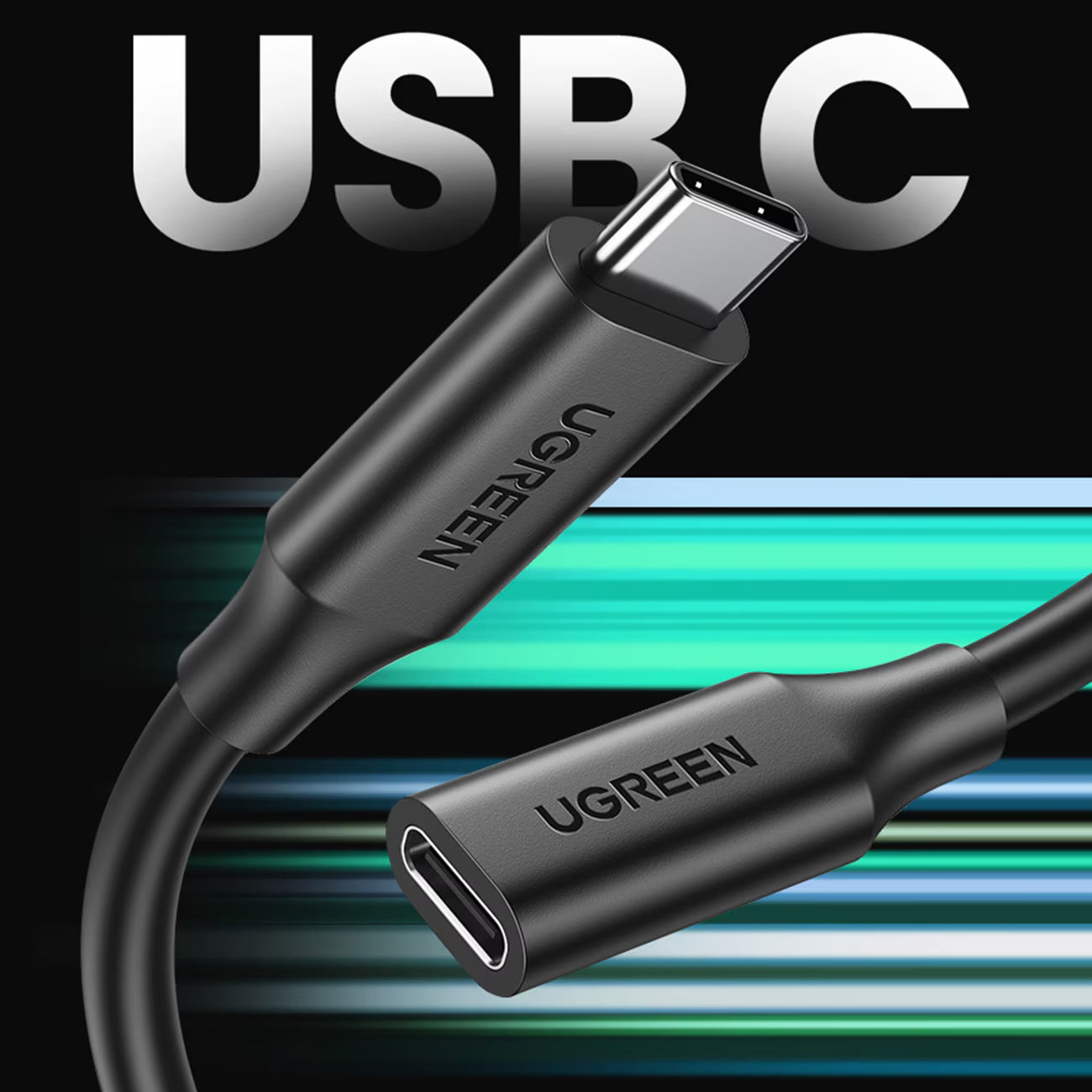 USB-C Verlängerungskabel UGREEN US353, 1m, Schwarz