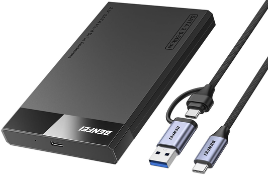 Benfei Rack for HDD / SSD SATA 2.5inch, USB-A / USB-C, Black