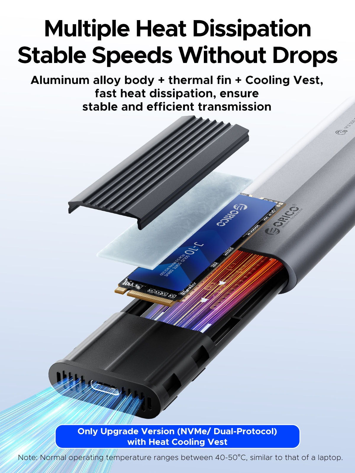 Orico AXM2-G2 Gehäuse für M.2 NVMe SSD, Grau