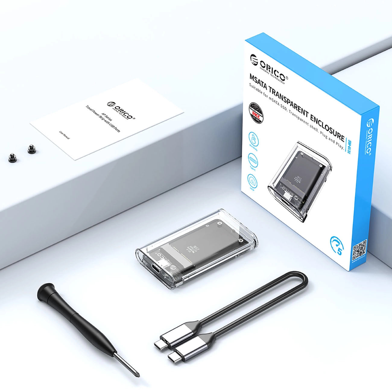 Orico TC10-MS Gehäuse für mSATA SSD, Transparent
