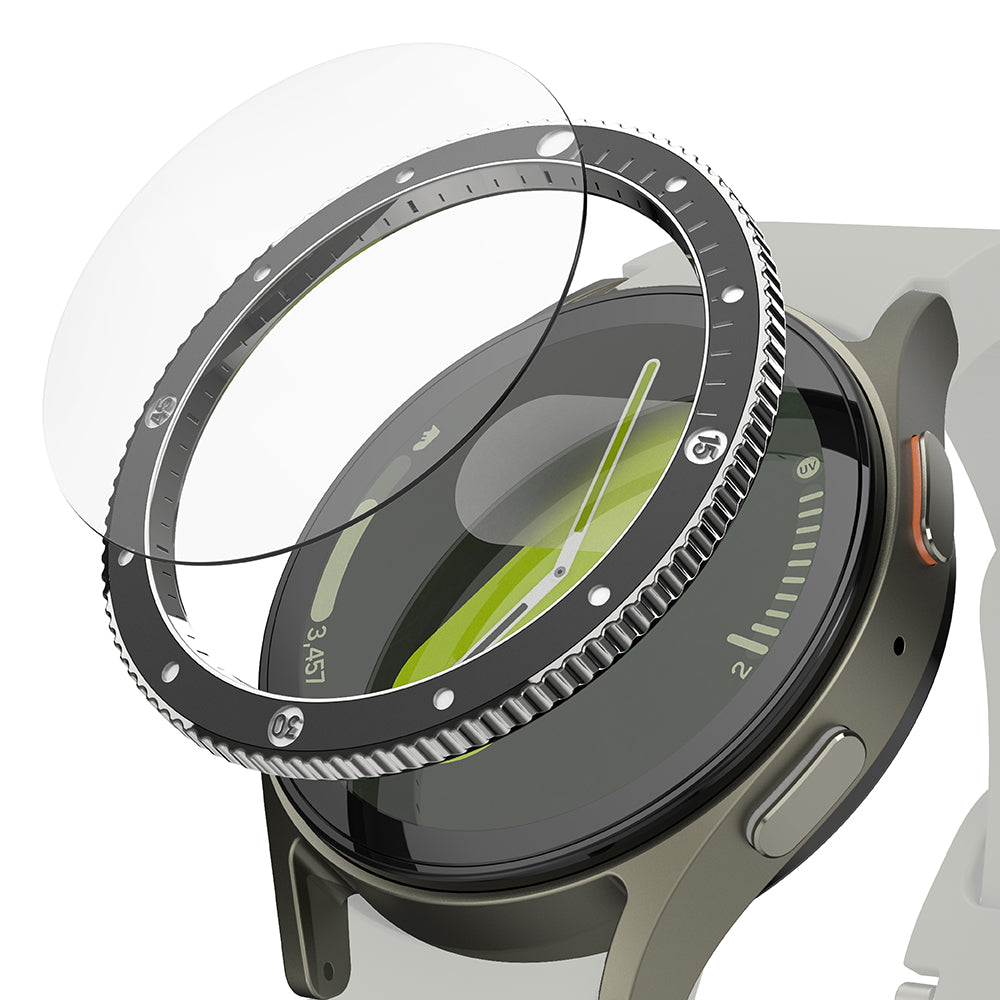 Ringke Premium Styling Schutzrahmen für Samsung Galaxy Watch7 44mm, Modell 2, Schwarz