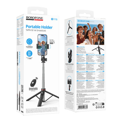 Bluetooth Selfie Stick Borofone BY15 Throne, 4,5 Zoll - 7 Zoll, Schwarz