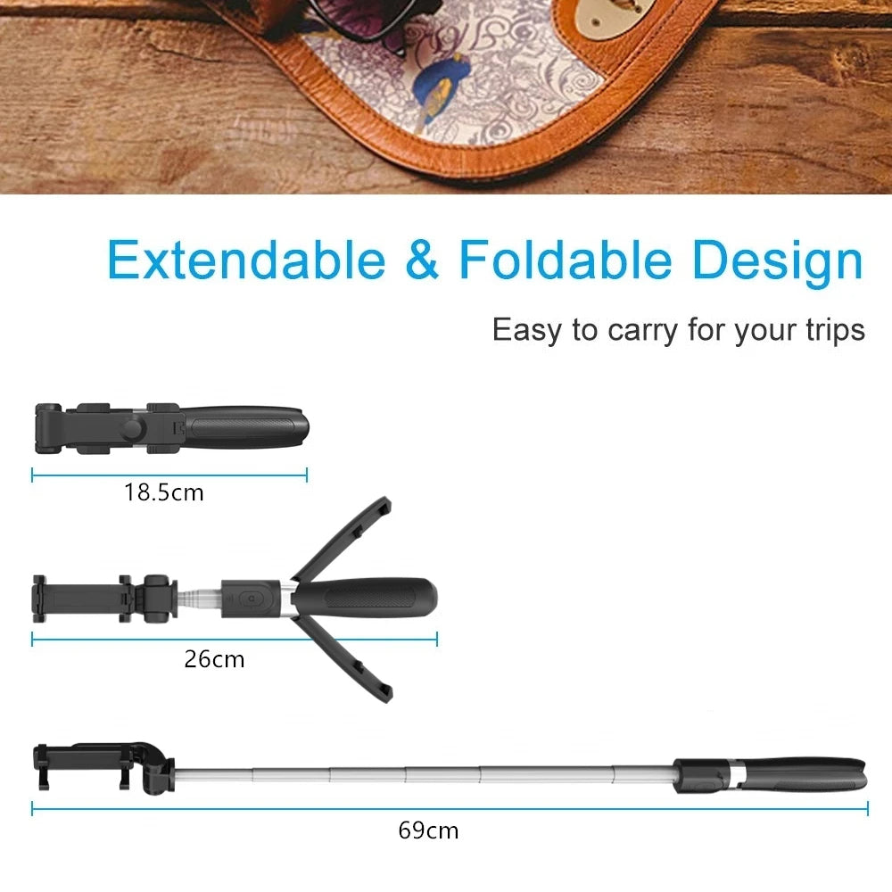 Selfie Stick Bluetooth Techsuit L01, Universal, Schwarz