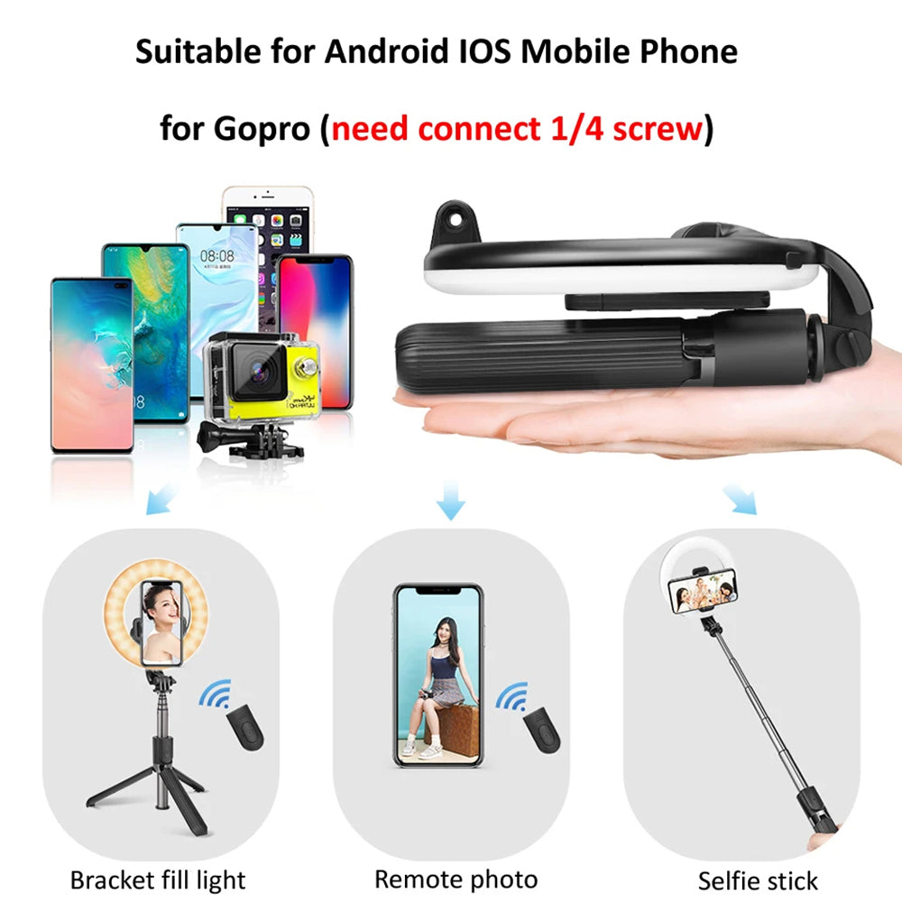 Selfie Stick Bluetooth Techsuit L07, Universal, Schwarz