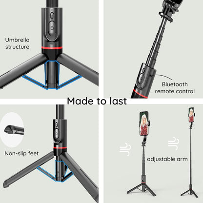 Selfie Stick Bluetooth Techsuit L12, Universal, Schwarz