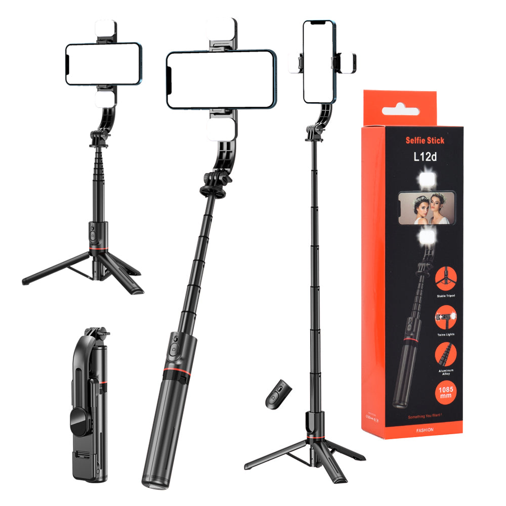Selfie Stick Bluetooth Techsuit L12D, Universal, Schwarz