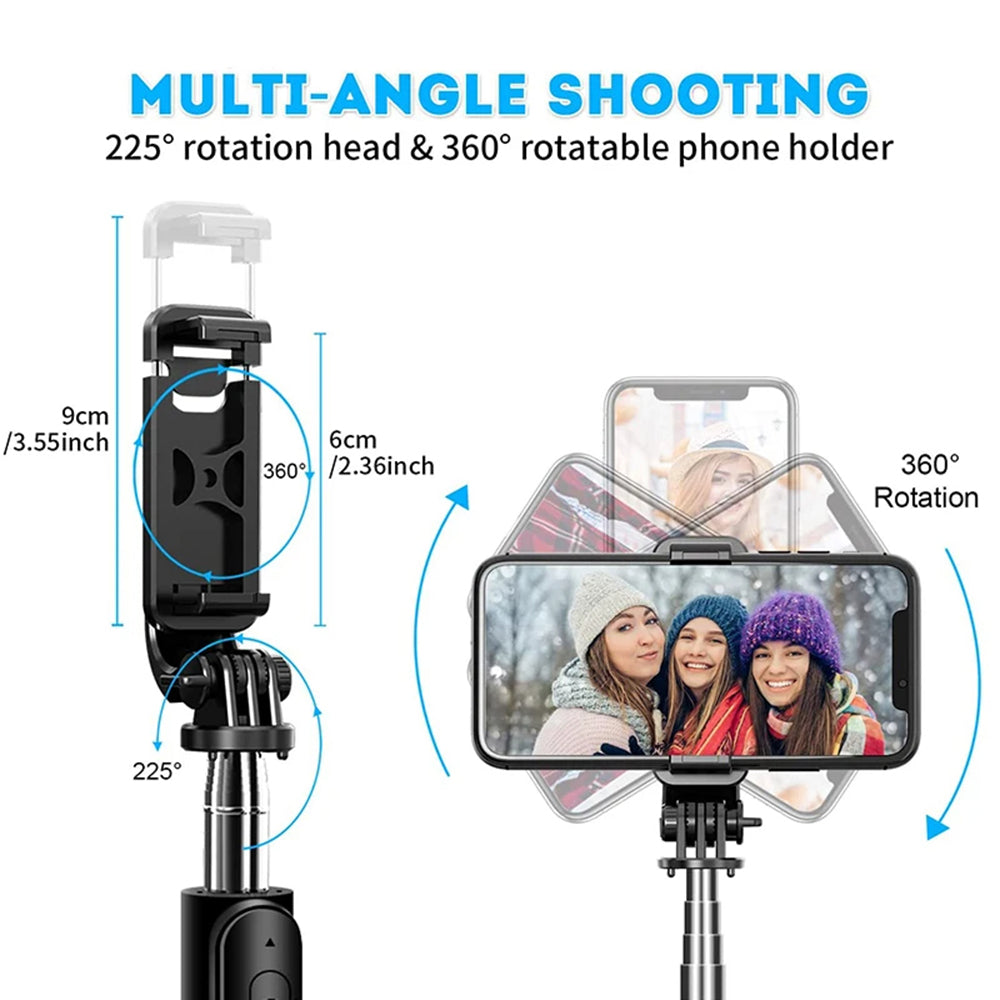 Selfie Stick Bluetooth Techsuit Q02, Universal, Schwarz
