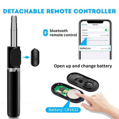 Selfie Stick Bluetooth Techsuit Q02, Universal, Schwarz