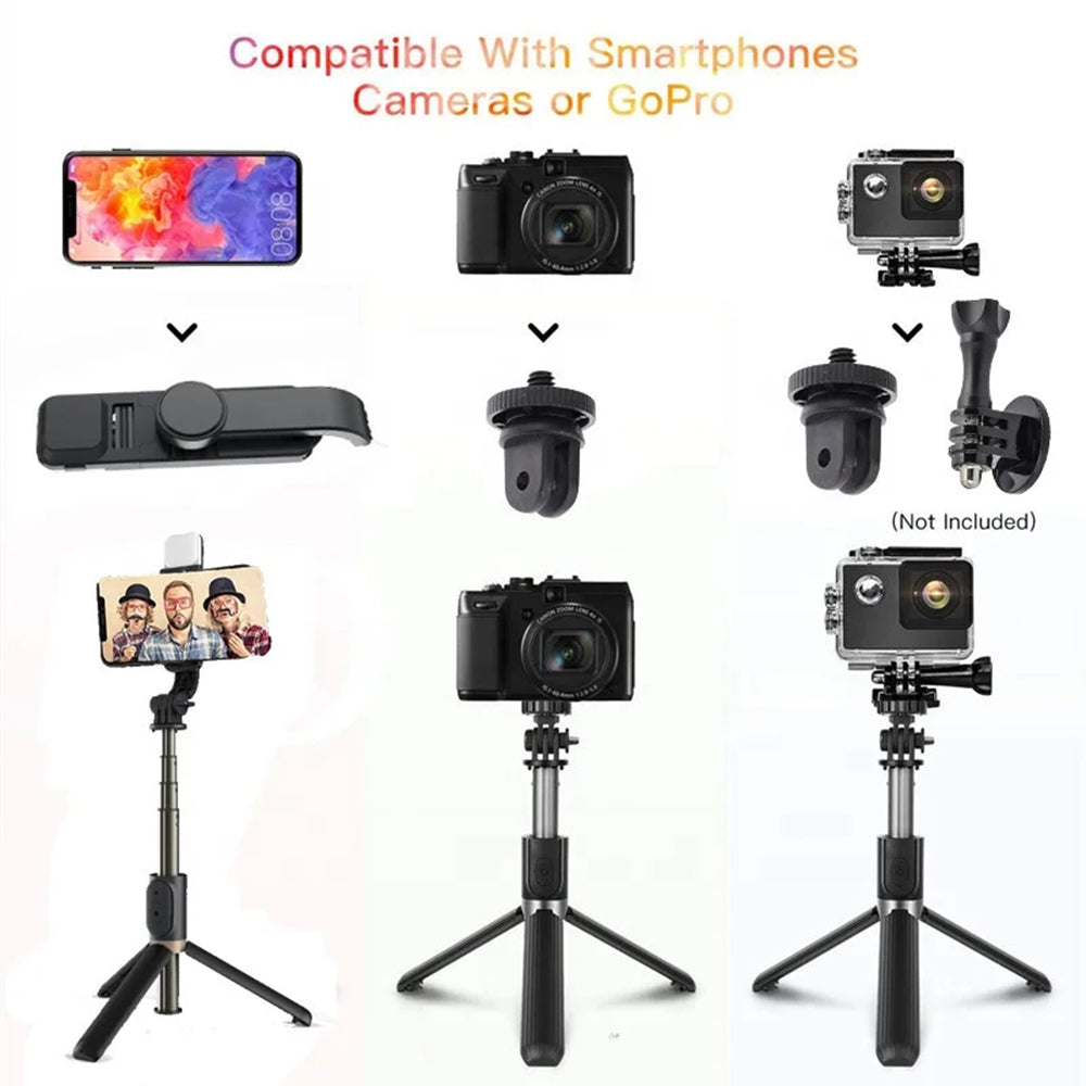 Selfie Stick Bluetooth Techsuit Q03s, Universal, Black