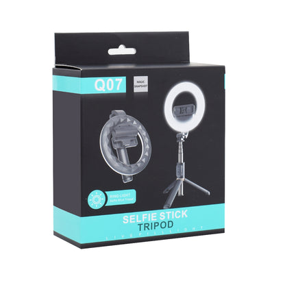 Selfie Stick Bluetooth Techsuit Q07 Ring Light, Universal, Schwarz